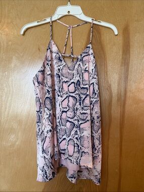 Francesca's Pink and Black Snake-Print Strappy Tank